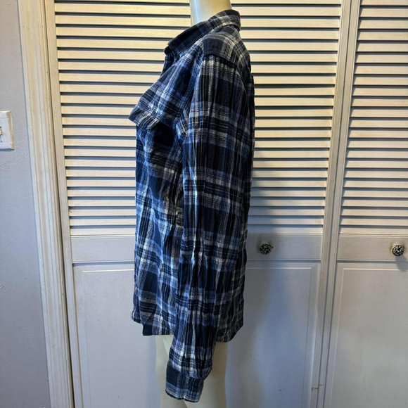 Men's Faded Glory Casual Button Down Shirt XLT (46-48)Blue Plaid - Picture 4 of 11